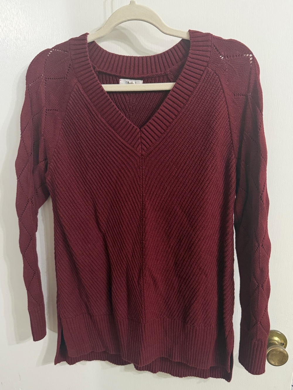 Maurices Women's Burgundy V-Neck Knit Sweater